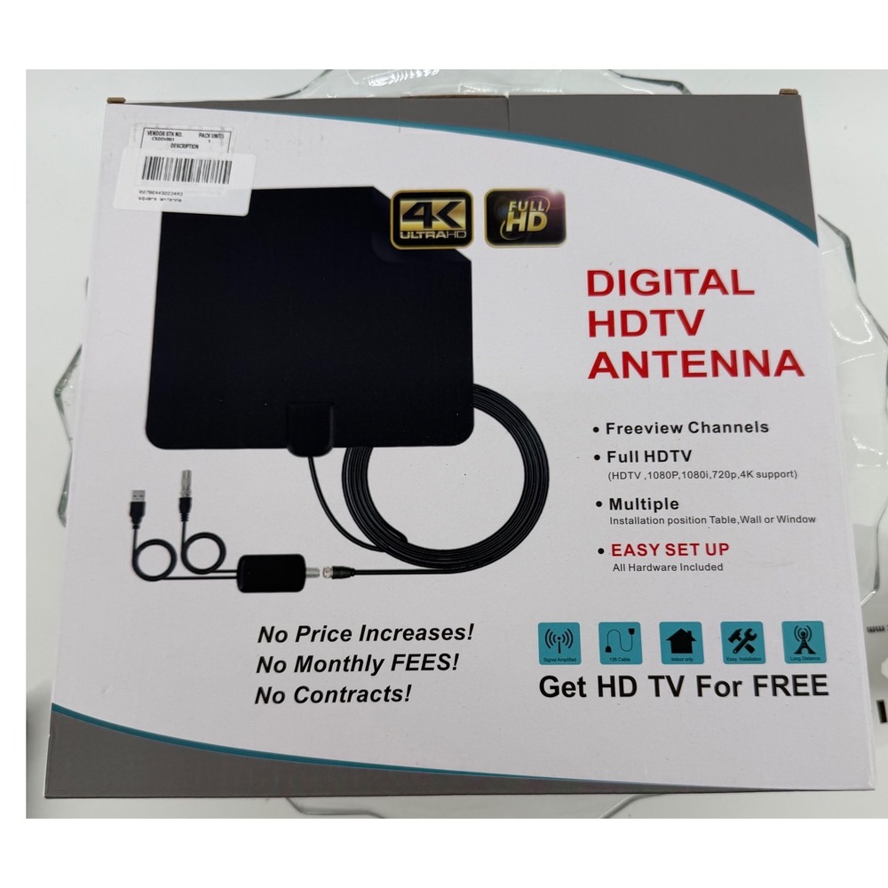 Digital HDTV Antenna 4K Ultra HD Full 1080p Signal Amplifier Indoor Black New